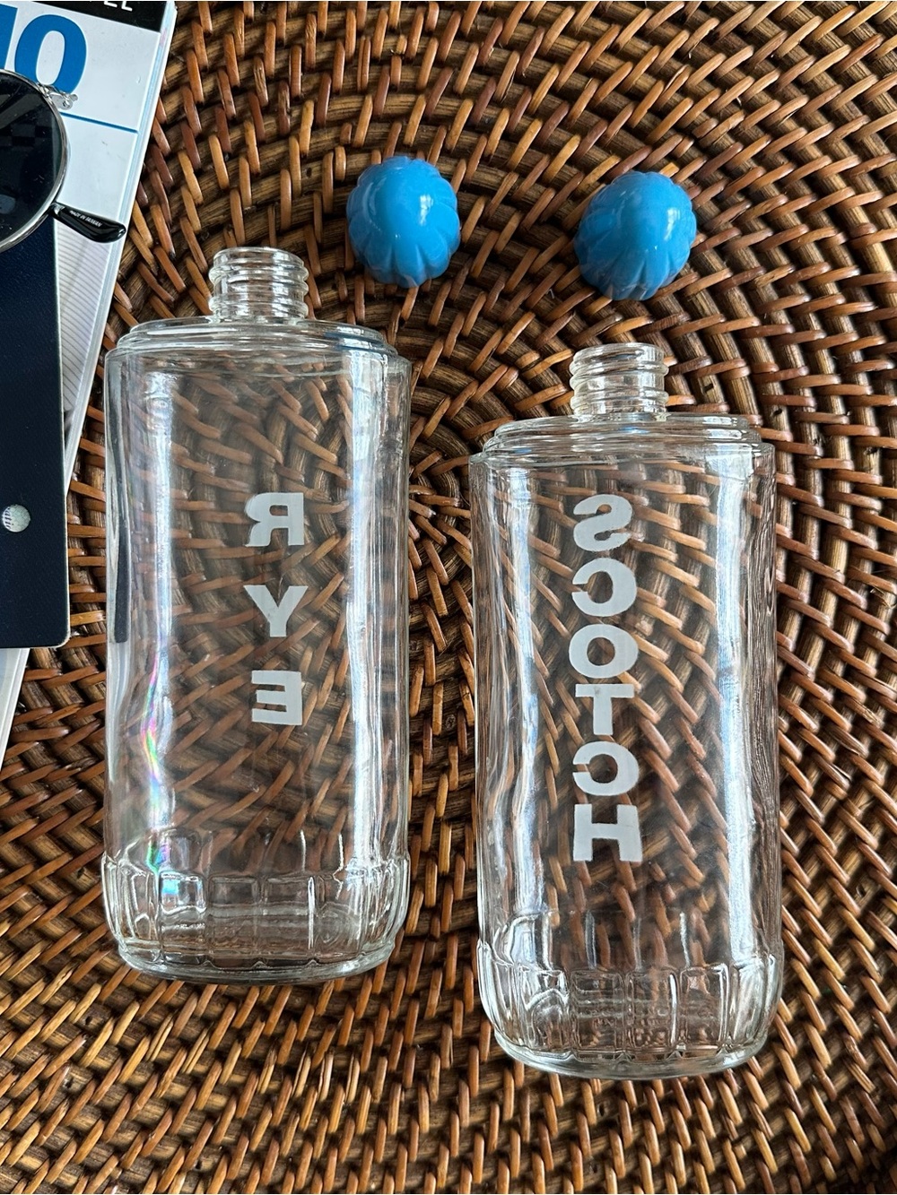 Vintage Glass “Rye” and “Scotch” Midcentury with Lids - Picture 5 of 5